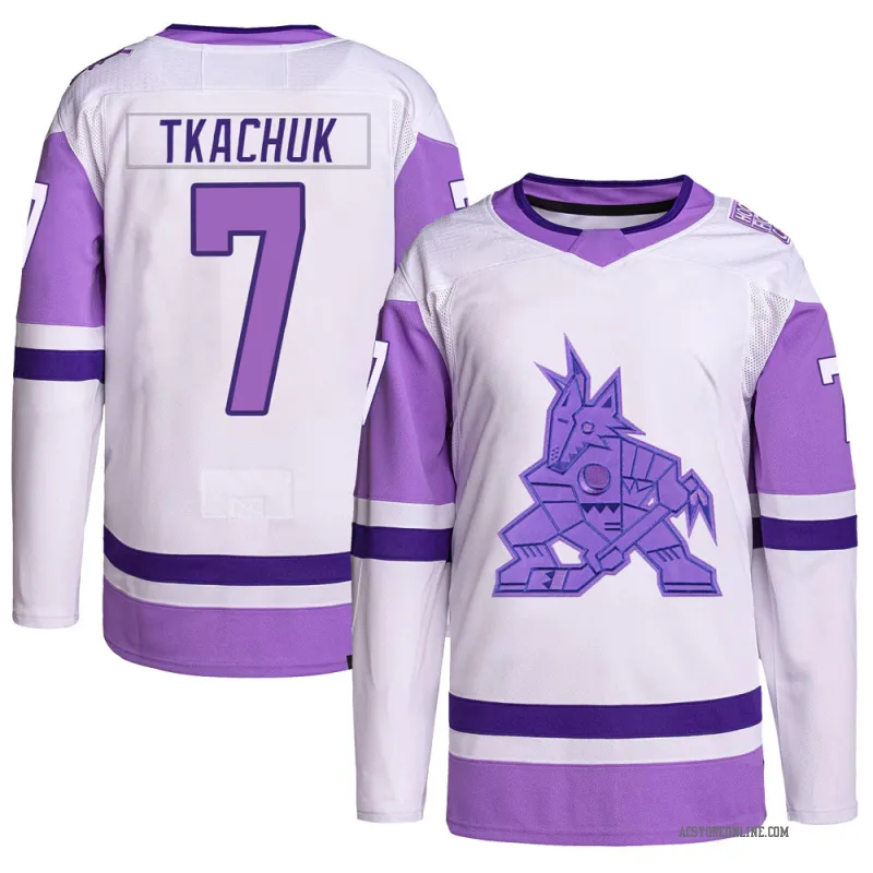 Youth Keith Tkachuk Arizona Coyotes Hockey Fights Cancer Primegreen Jersey - White/Purple Authentic